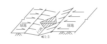 传输型三角形断面植草沟典型构造示意图